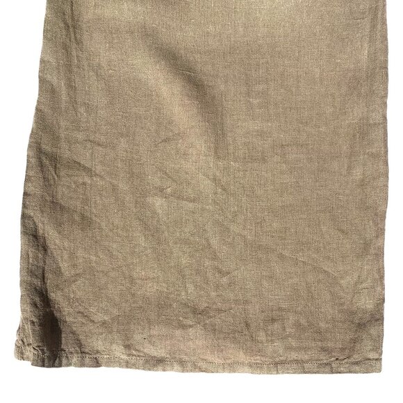 VTG Women’s Elastic Smocked Waist 100% Linen Wide Leg Pants, Taupe, Large - Picture 8 of 9